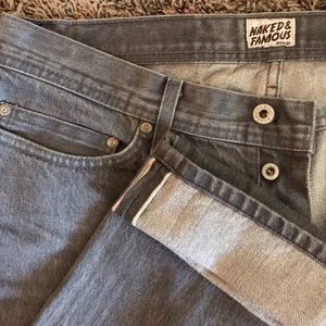 Naked & Famous grey Selvedge Jeans